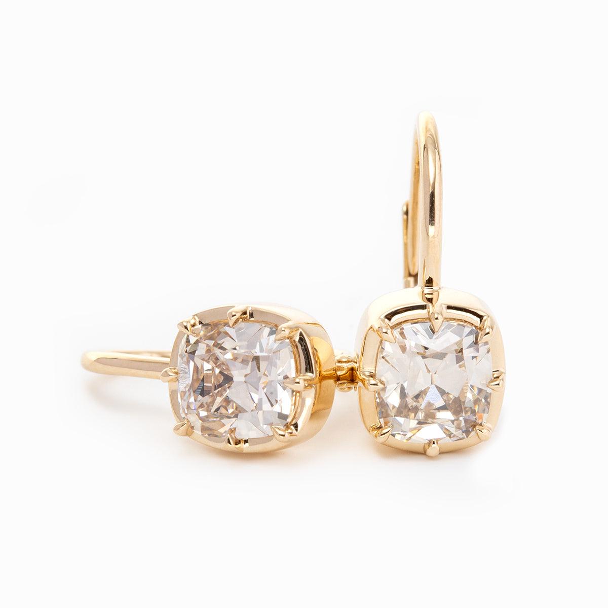 3 CT TW Elongated Old Mine Cut Lab Diamond Leverback Earrings - FIORESE JEWELRY