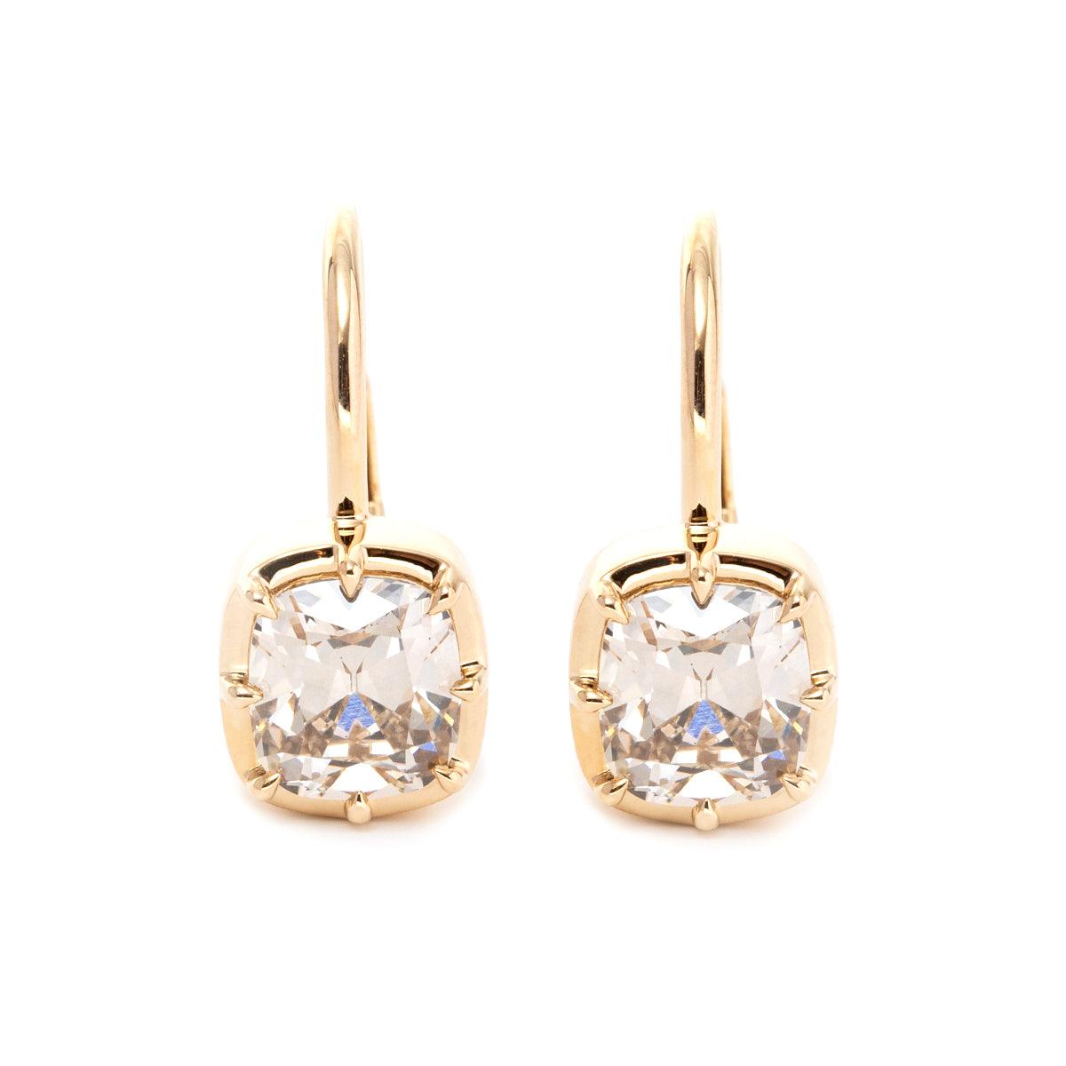 3 CT TW Elongated Old Mine Cut Lab Diamond Leverback Earrings - FIORESE JEWELRY