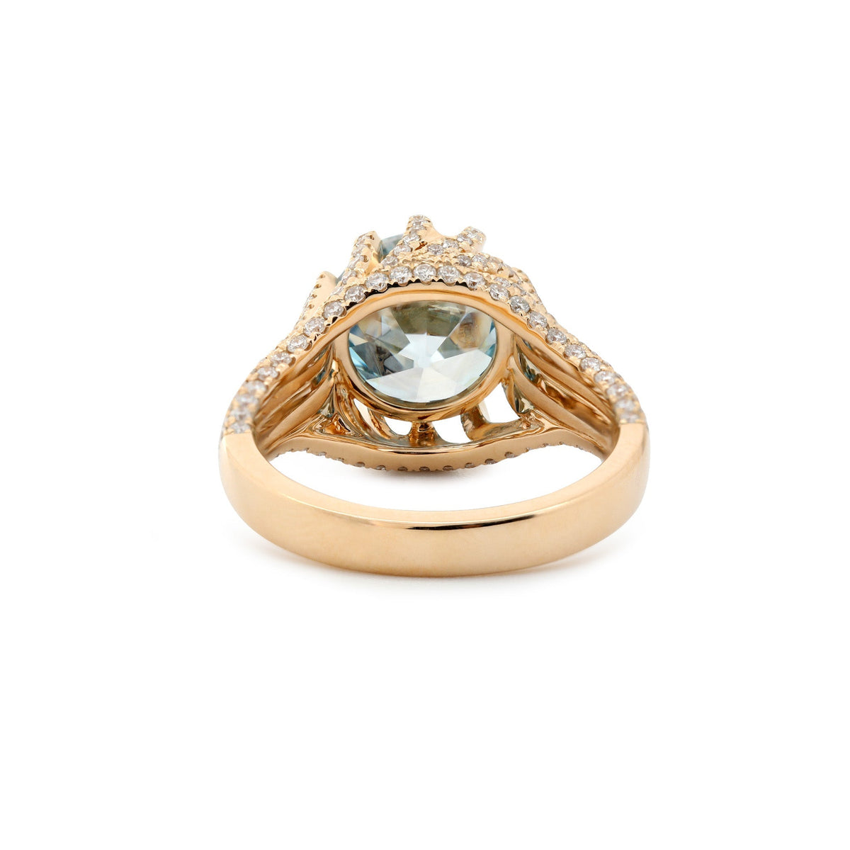 3.67CT Blue Old European Cut Lab Diamond Multi Row Band High - Set Design Ring - FIORESE JEWELRY