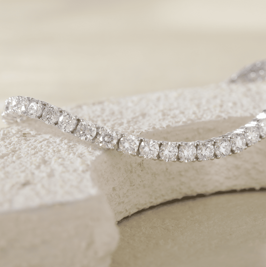 3.8mm Round Cut Lab Diamond 4 Prong Basket Tennis Bracelet Everyday Essential - FIORESE JEWELRY