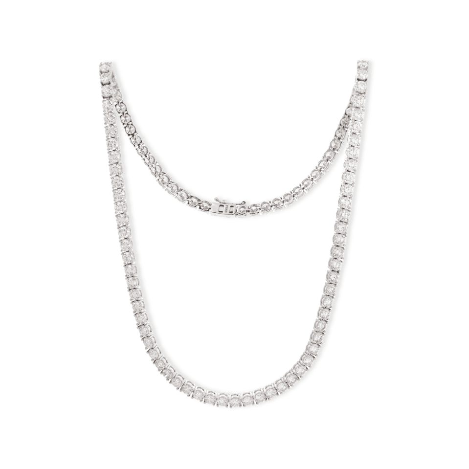 3.8mm Round Cut Lab Diamond 4 Prong Basket Tennis Necklace Everyday Essential - FIORESE JEWELRY