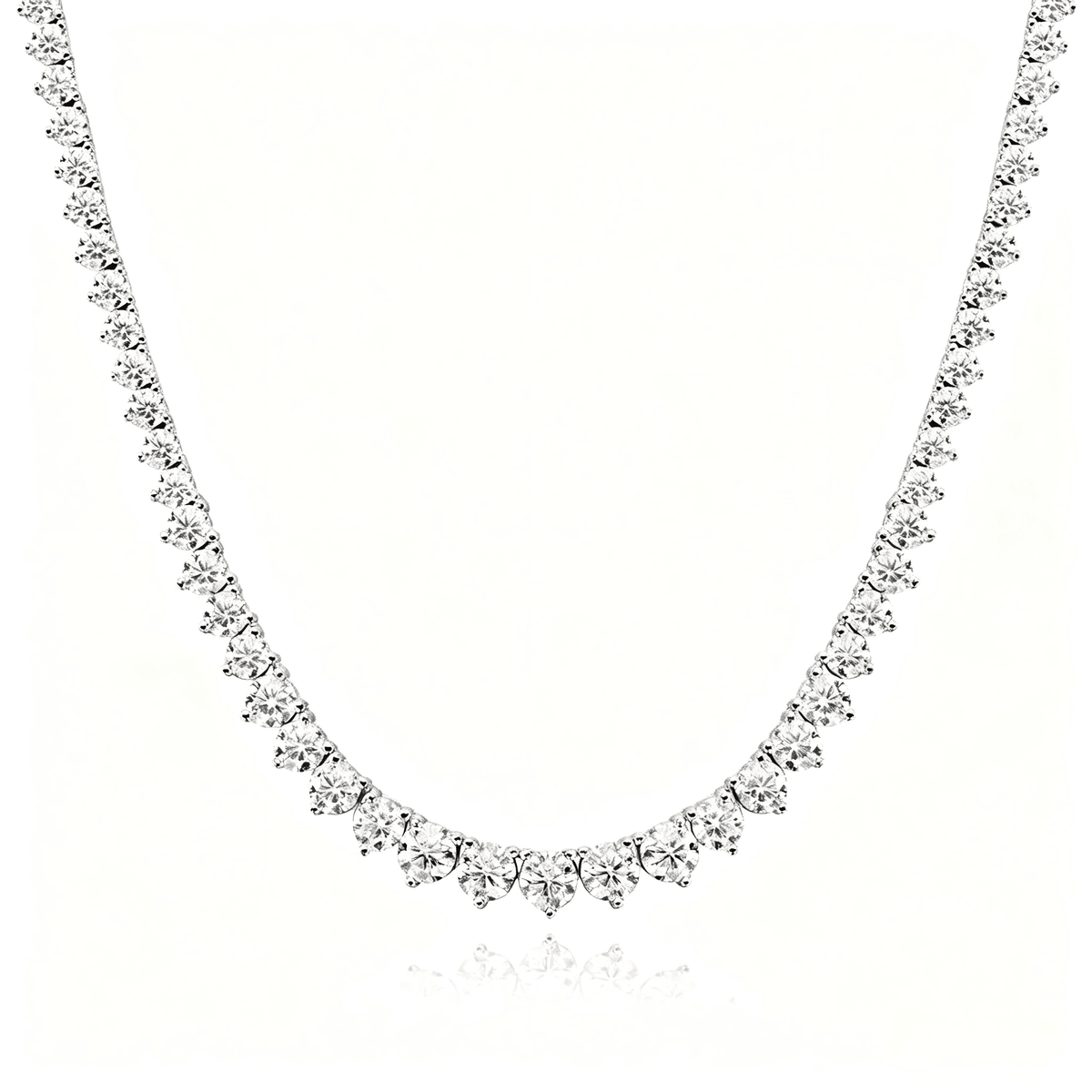 3MM 3-Prong Lab Grown Diamond Tennis Necklace 14K Gold - LGG Jewelry