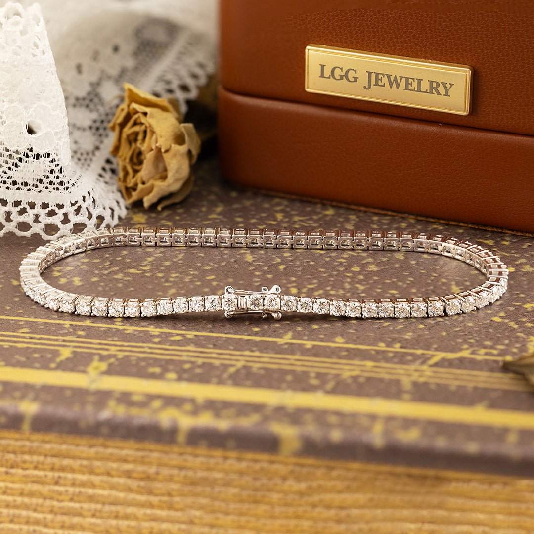 3MM 4 Prong Basket Lab Diamond Tennis Bracelet 14K 18K Gold DEF VS - LGG Jewelry