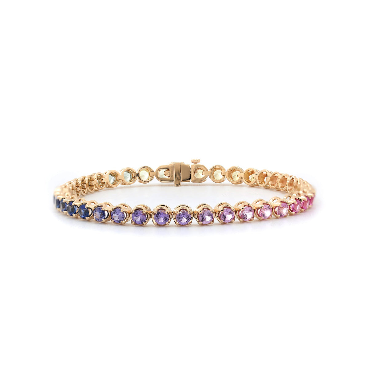 3mm Round Rainbow Corundum Crown-Set Tennis Bracelet - FIORESE JEWELRY