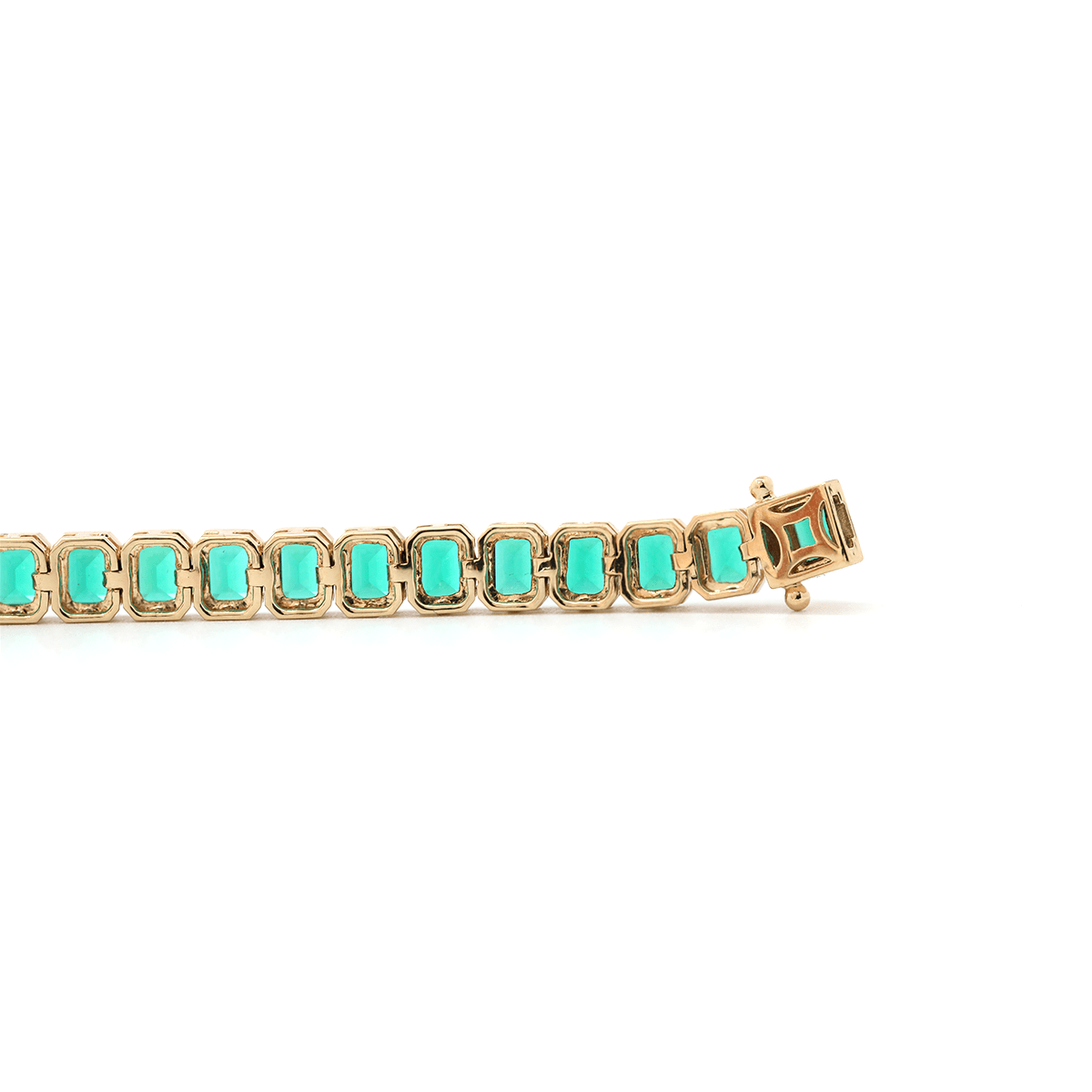 4×3mm Emerald Cut Lab Zambian Emerald Bezel - Set Tennis Bracelet with Box Clasp and Double Safety - FIORESE JEWELRY