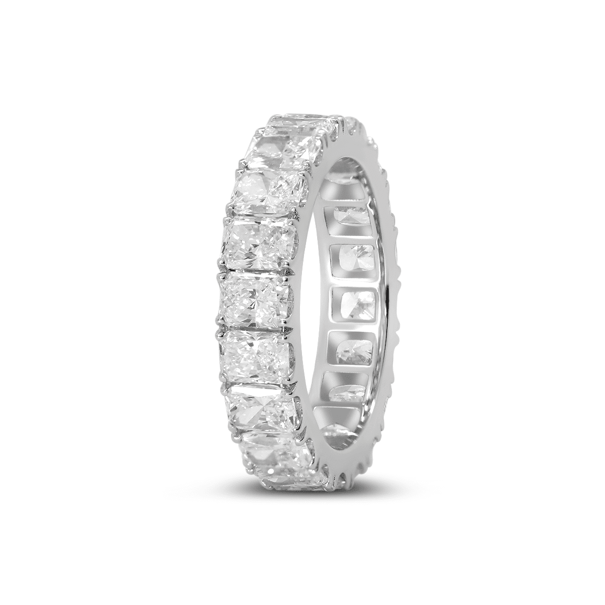 4*3MM Radiant Cut Lab Diamond U Shaped Pave Eternity Band - FIORESE JEWELRY