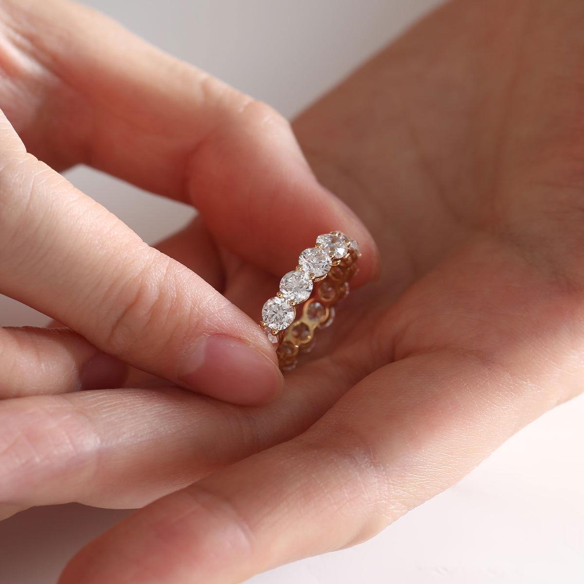 4.3mm Round Lab Diamond Shared Prong Basket Eternity Ring - FIORESE JEWELRY