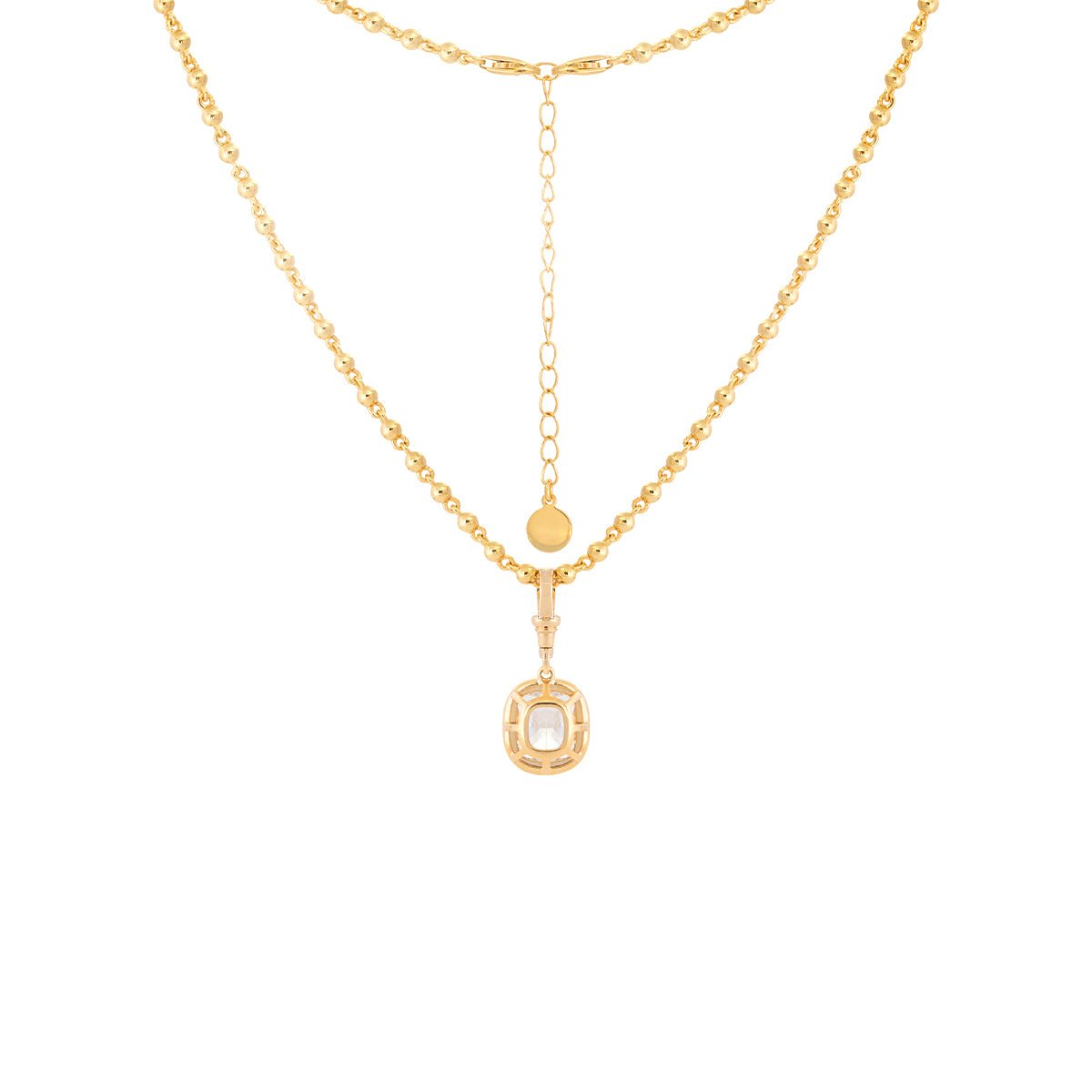 5 CT Elongated Cushion Cut Lab Diamond Bezel Pendant Necklace with Adjustable Beaded Chain - FIORESE JEWELRY