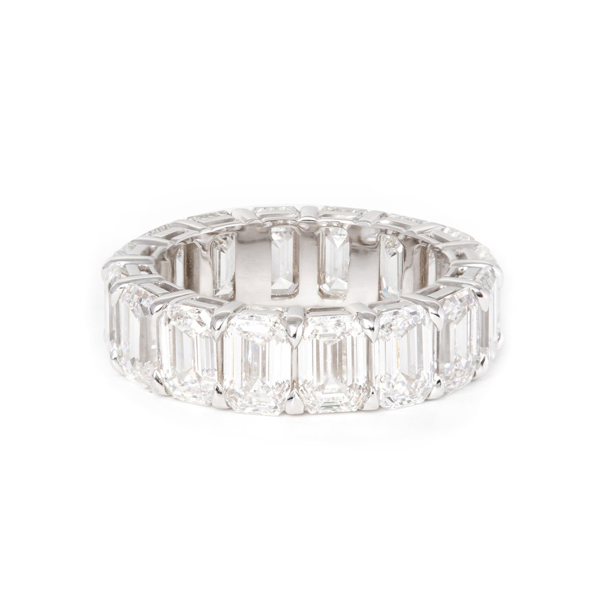 6*4mm Emerald Cut Lab Diamond Shared Claw Prong Basket Eternity Ring - FIORESE JEWELRY