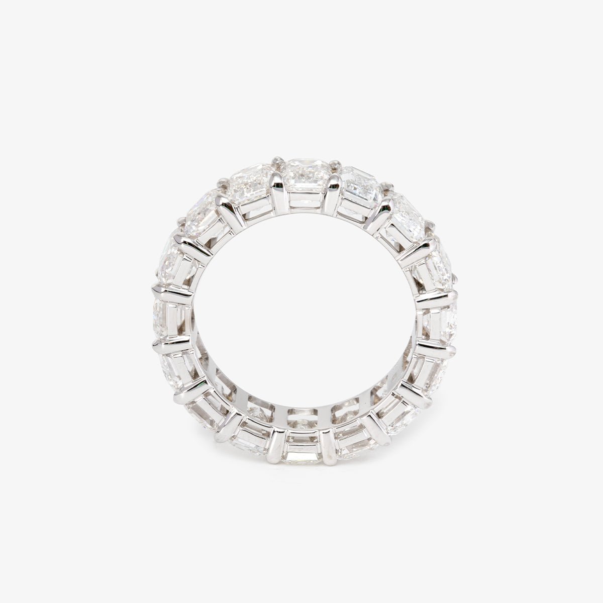 6*4mm Emerald Cut Lab Diamond Shared Claw Prong Basket Eternity Ring - FIORESE JEWELRY
