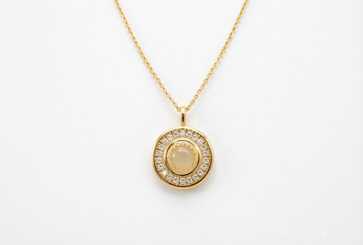 6mm Opal Halo Pendant Necklace in 10K Yellow Gold - LGG Jewelry