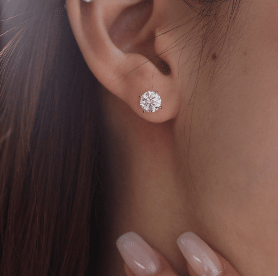 Cherished Moments 2 ct tw Round Cut Lab Diamond 4 Claw Prongs Martini Stud Earrings (DE/G Color, VS Clarity) - FIORESE JEWELRY