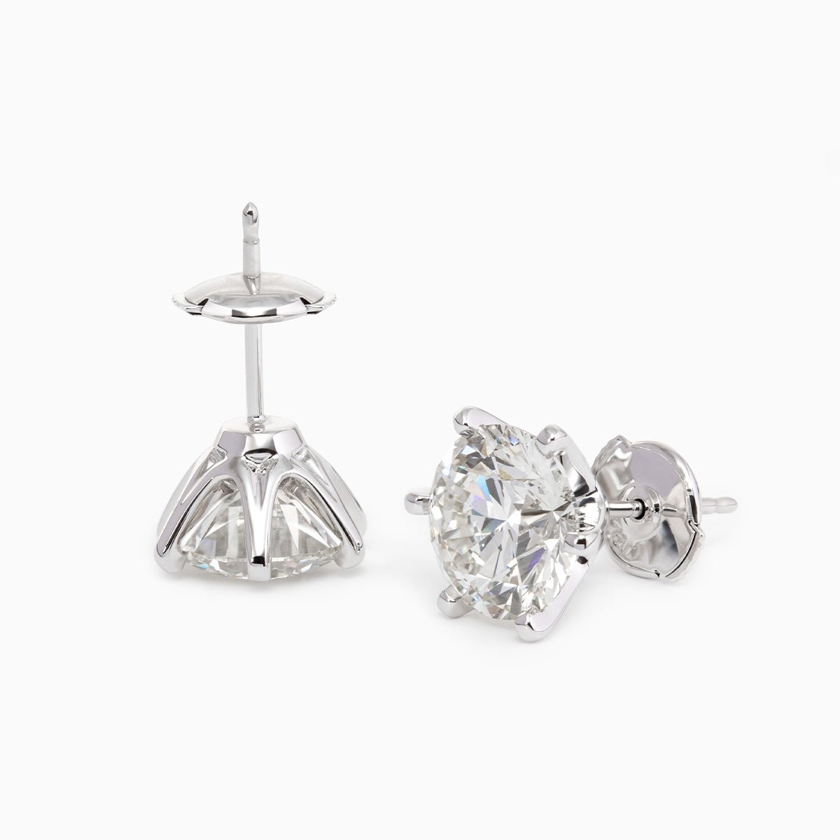 Cherished Moments 2 ct tw Round Cut Lab Diamond 6 Prongs Floral Setting Stud Earrings (DE/G Color, VS Clarity) - FIORESE JEWELRY