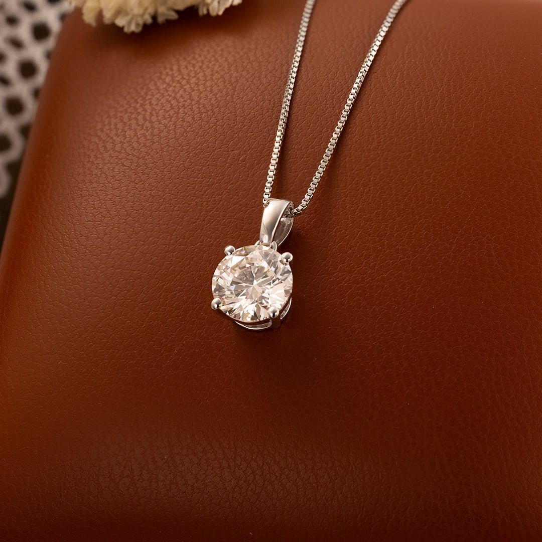 Classic 1.5ct Round Cut Lab Diamond Four Prongs Pendant Necklace - LGG Jewelry