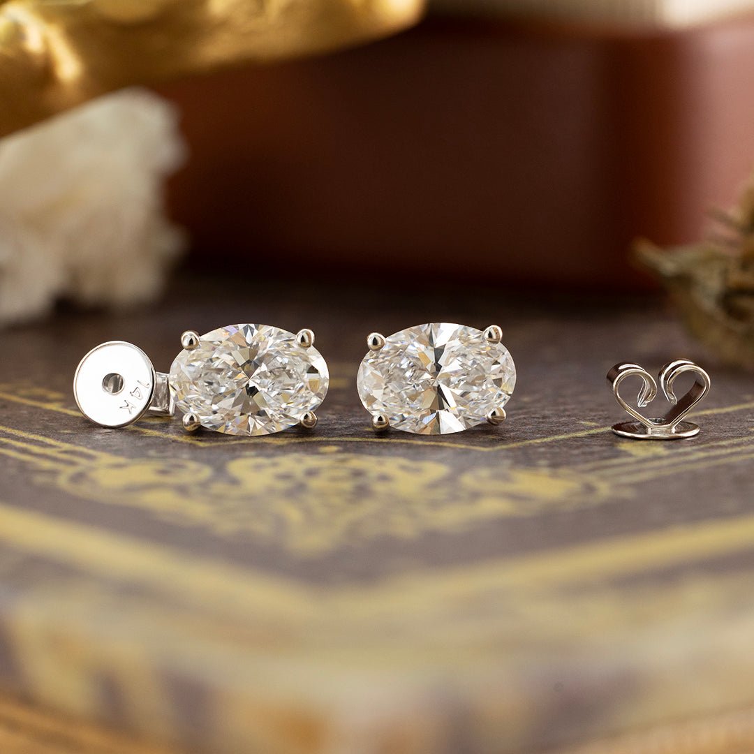 Classic Oval Cut Lab Diamond Four Prongs Ear Studs - LGG Jewelry
