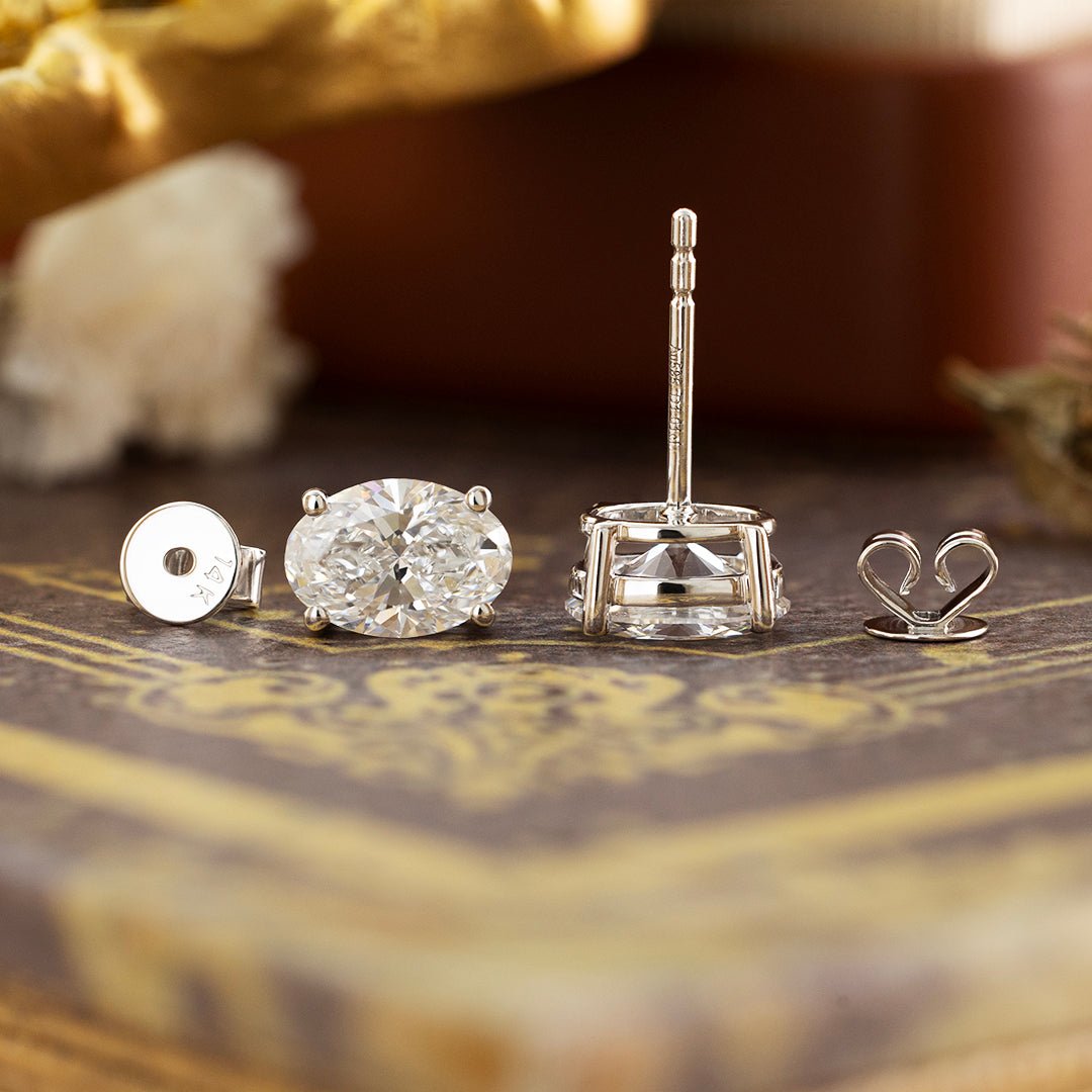 Classic Oval Cut Lab Diamond Four Prongs Ear Studs - LGG Jewelry