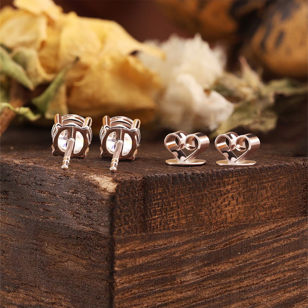 Classic Round Cut Lab Diamond Four Prongs Ear Studs - LGG Jewelry