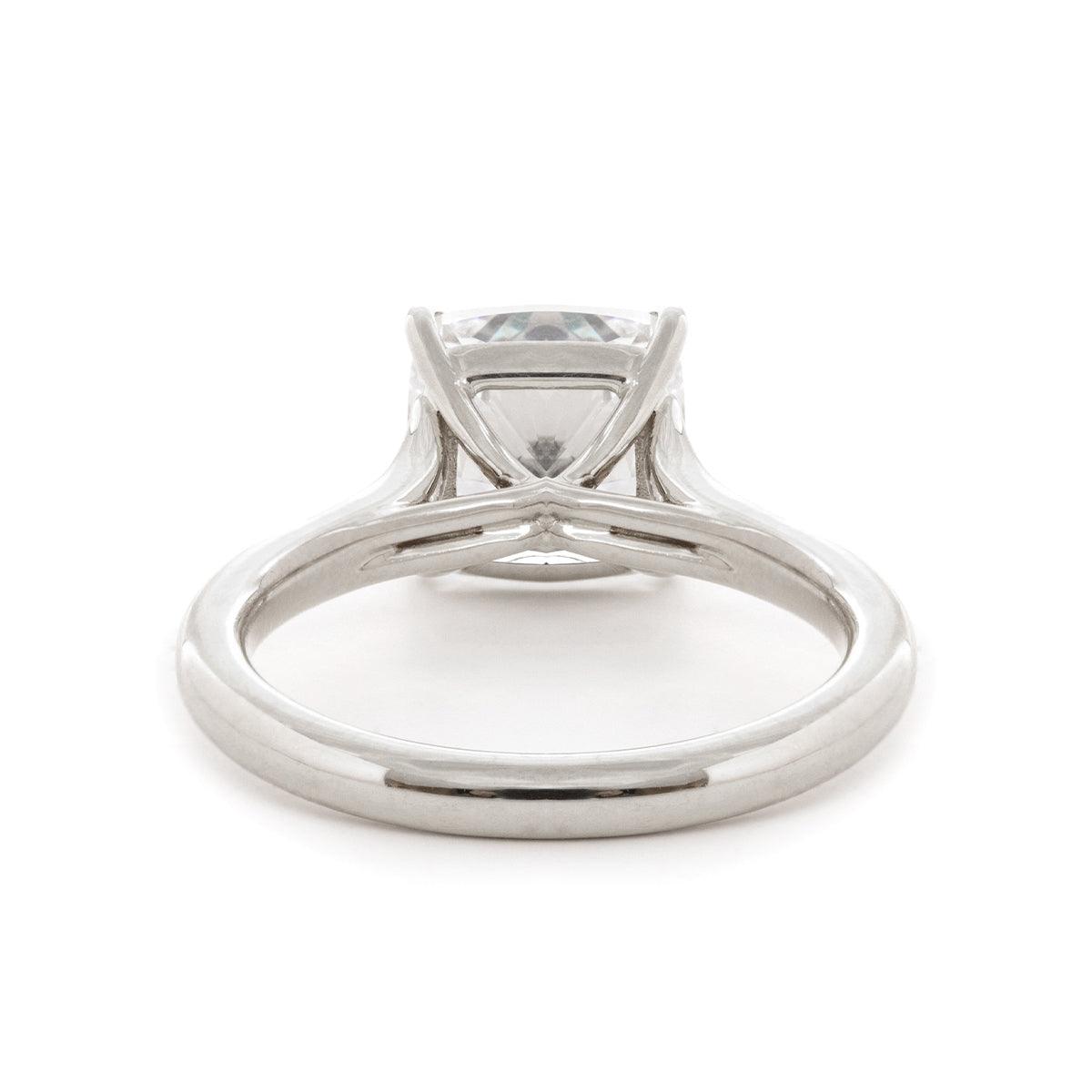 Cushion Cut Lab Diamond 4 - Claw Cathedral Bridal Set — Solitaire Engagement Ring with French Pavé Half Eternity Band - FIORESE JEWELRY
