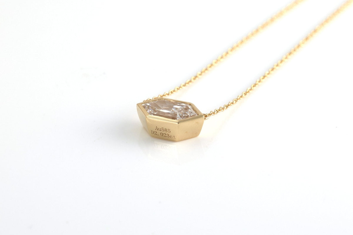 East-West 2 Ct Elongated Hexagon Shape Bezel Necklace - LGG Jewelry