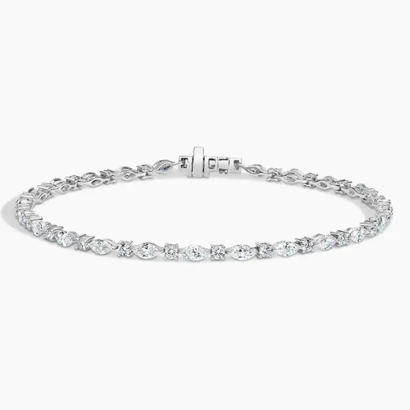 Elegant Alternating Round & Marquise Lab Diamond Prong Set Tennis Bracelet - LGG Jewelry