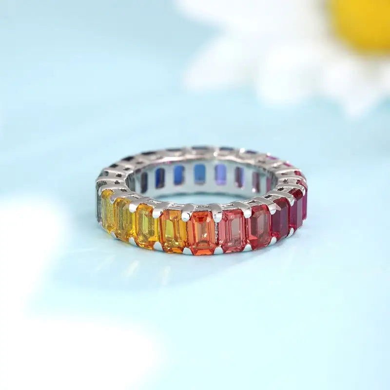 Graduating Pink Sapphire Four Prongs Eternity Band - LGG Jewelry