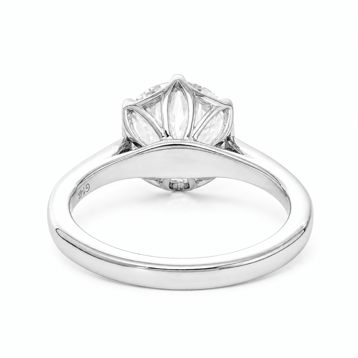 Old European Cut Lab Diamond Solitaire Ring with Floral Basket Setting - FIORESE JEWELRY