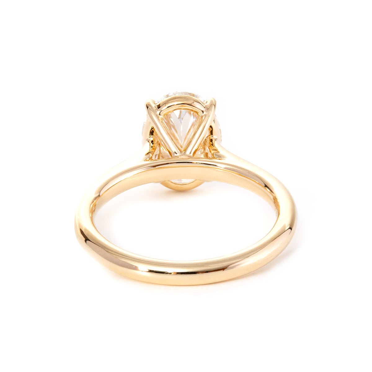Oval - Cut Lab Diamond Solitaire Ring with 4 - Claw Cathedral Setting - FIORESE JEWELRY