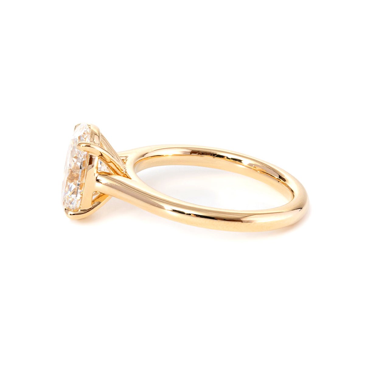 Oval - Cut Lab Diamond Solitaire Ring with 4 - Claw Cathedral Setting - FIORESE JEWELRY