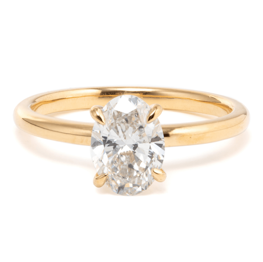 Oval - Cut Lab Diamond Solitaire Ring with 4 - Prong Martini Setting and Bombé Shank - FIORESE JEWELRY