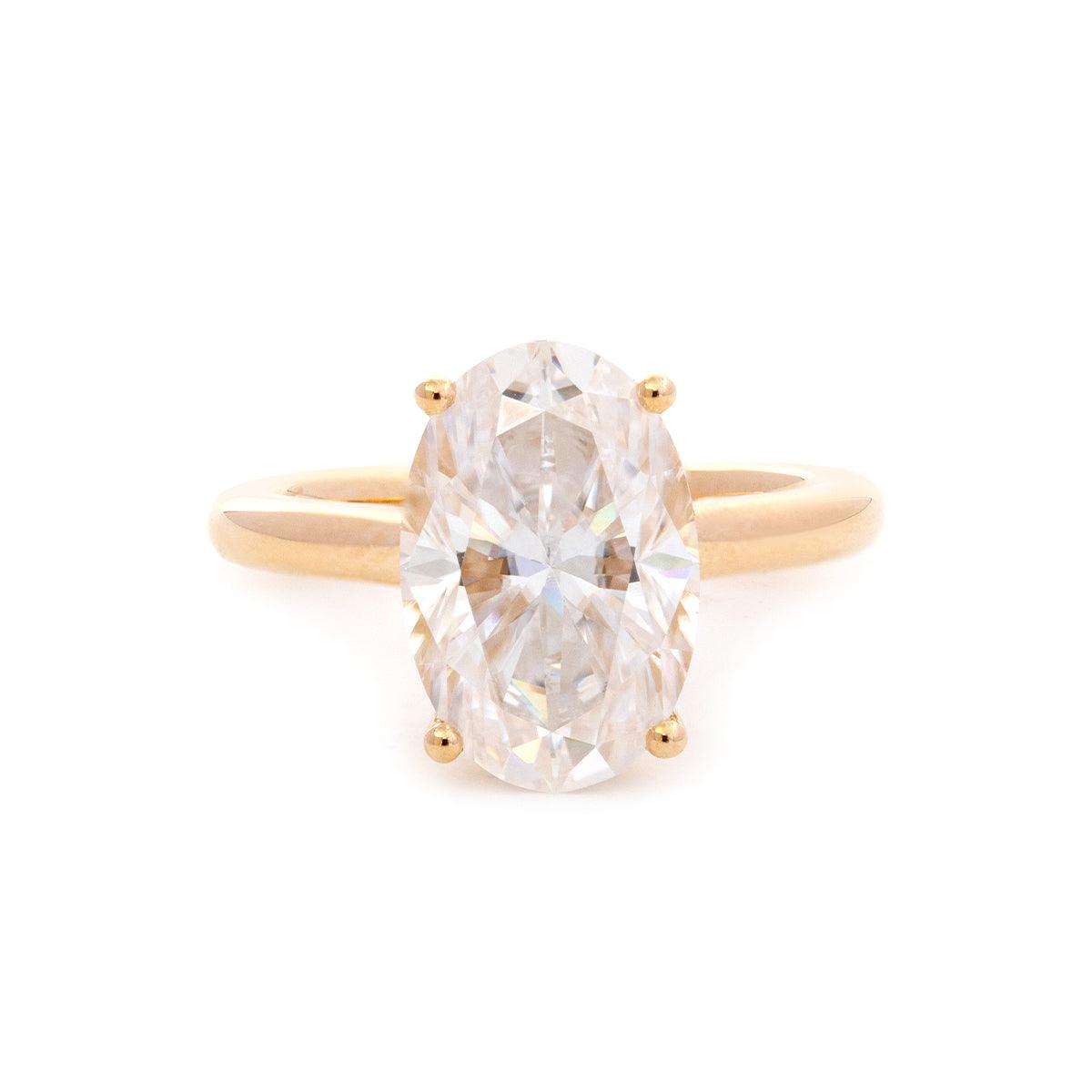 Oval Lab Diamond 4 - Round Prong Hidden Halo Cathedral Bridal Set — Engagement Ring with Oval Lab Diamond Half Eternity Shared - Prong Band - FIORESE JEWELRY