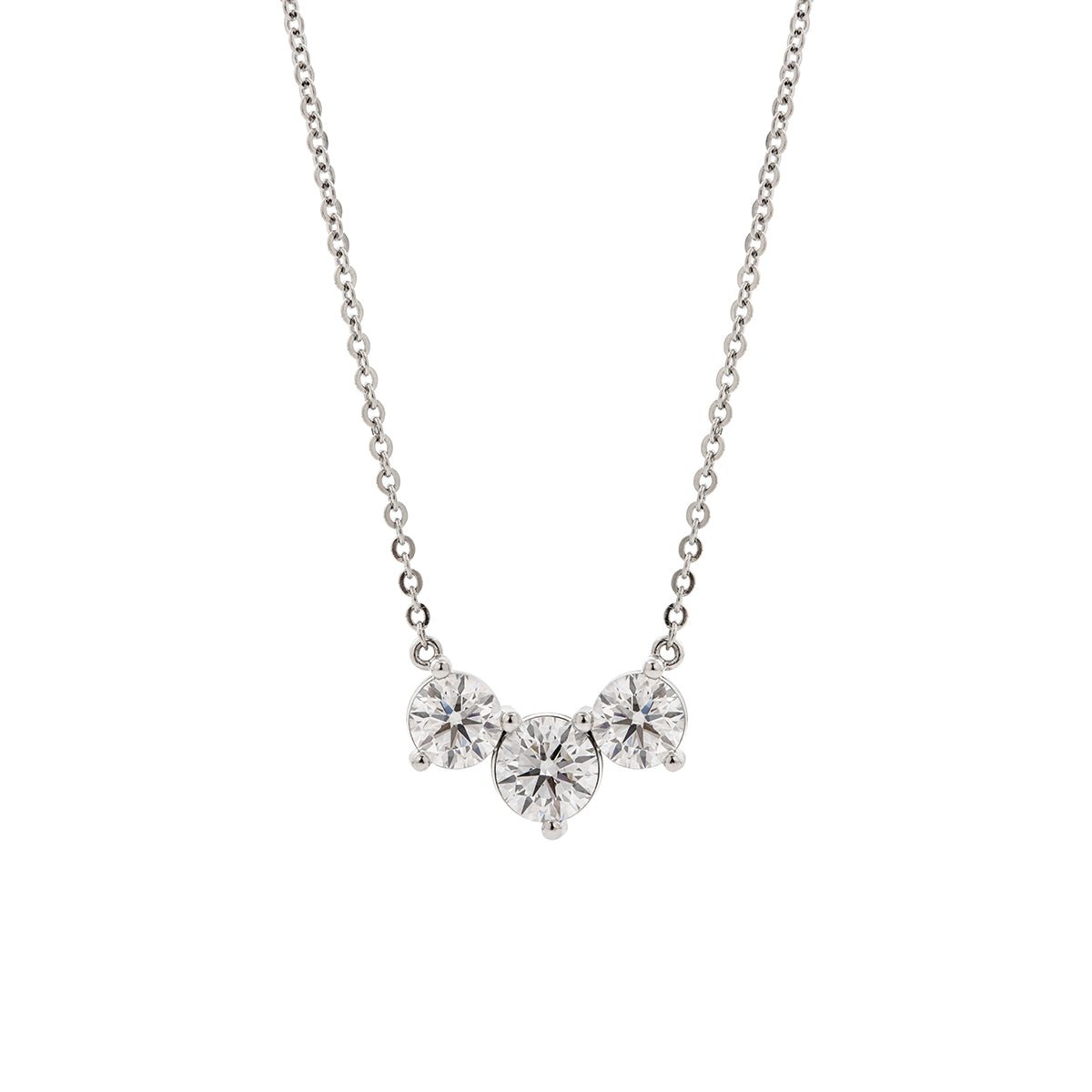 Platinum 5 ct tw Round Brilliant Cut Lab Diamond Three Stone Pendant Necklace - FIORESE JEWELRY