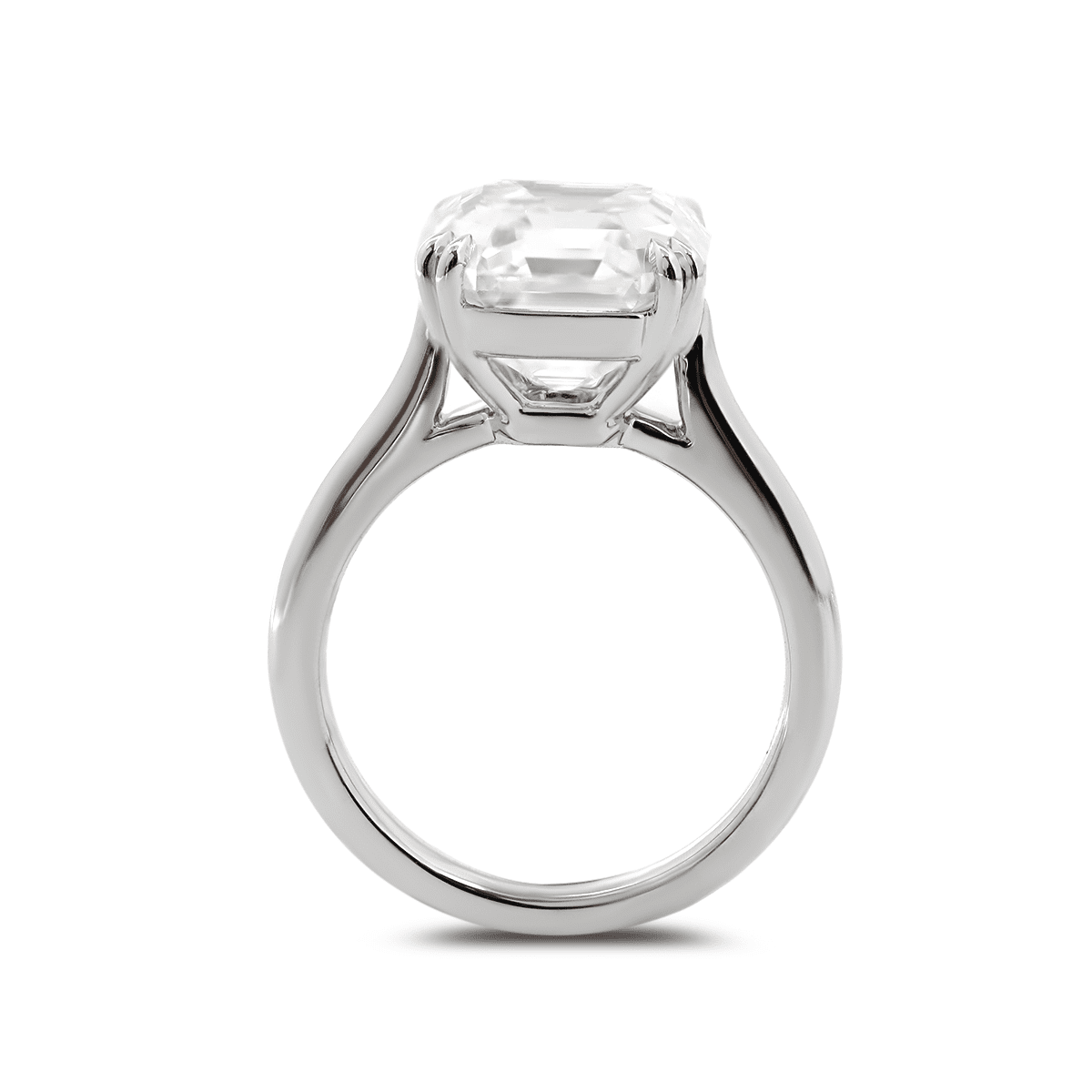 Platinum 5ct Antique Asscher Cut Lab Diamond Double Claw Prong Basket Solitaire Ring - FIORESE JEWELRY
