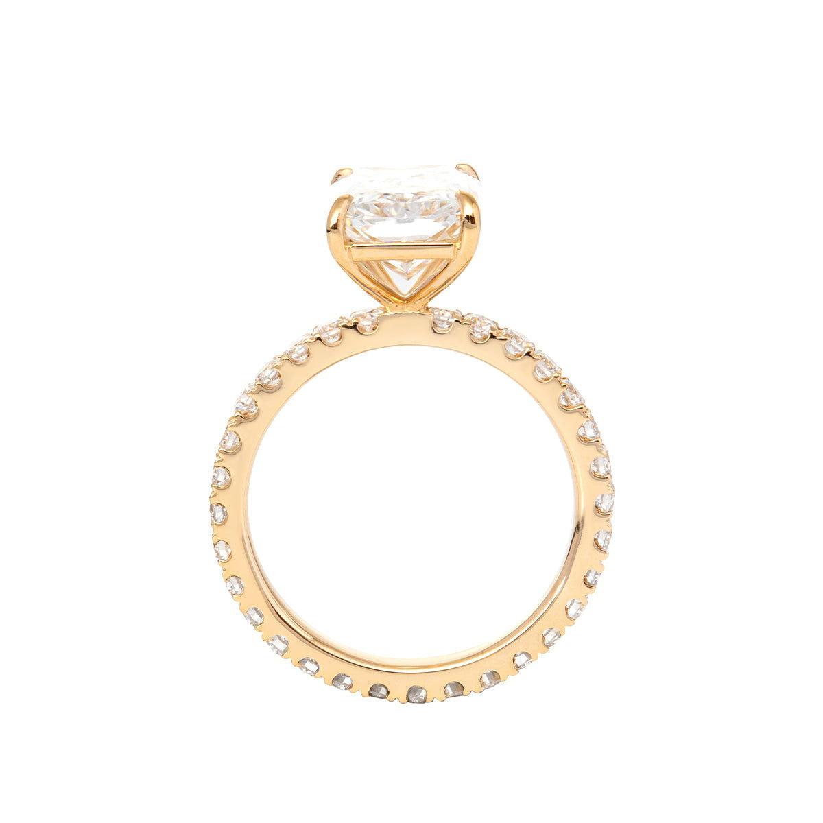 Radiant Cut Lab Diamond 4 - Claw U - Shaped Pavé Bridal Set — Engagement Ring with Eternity Band - FIORESE JEWELRY