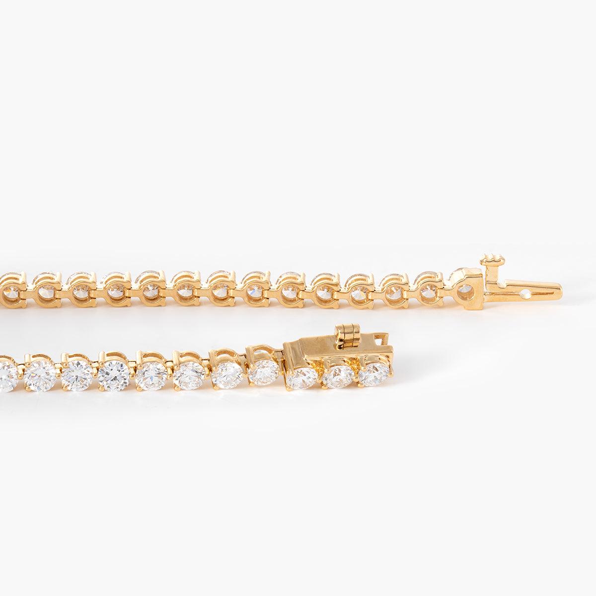 Round Brilliant Cut Lab Diamond Three - Prong Basket Tennis Bracelet with Box Clasp - FIORESE JEWELRY