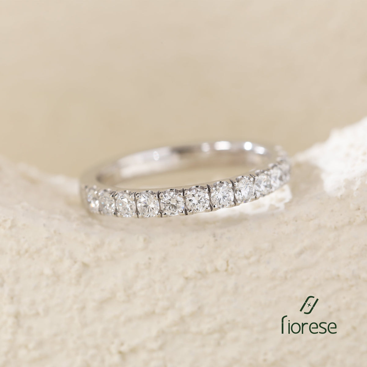 Round - Cut Lab Diamond U - Shaped Pavé Half Eternity Ring - FIORESE JEWELRY