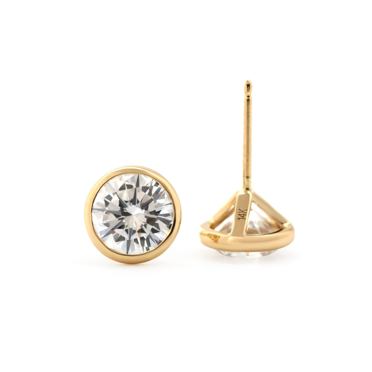 Round Lab Diamond Bezel Martini Stud Earrings - FIORESE JEWELRY