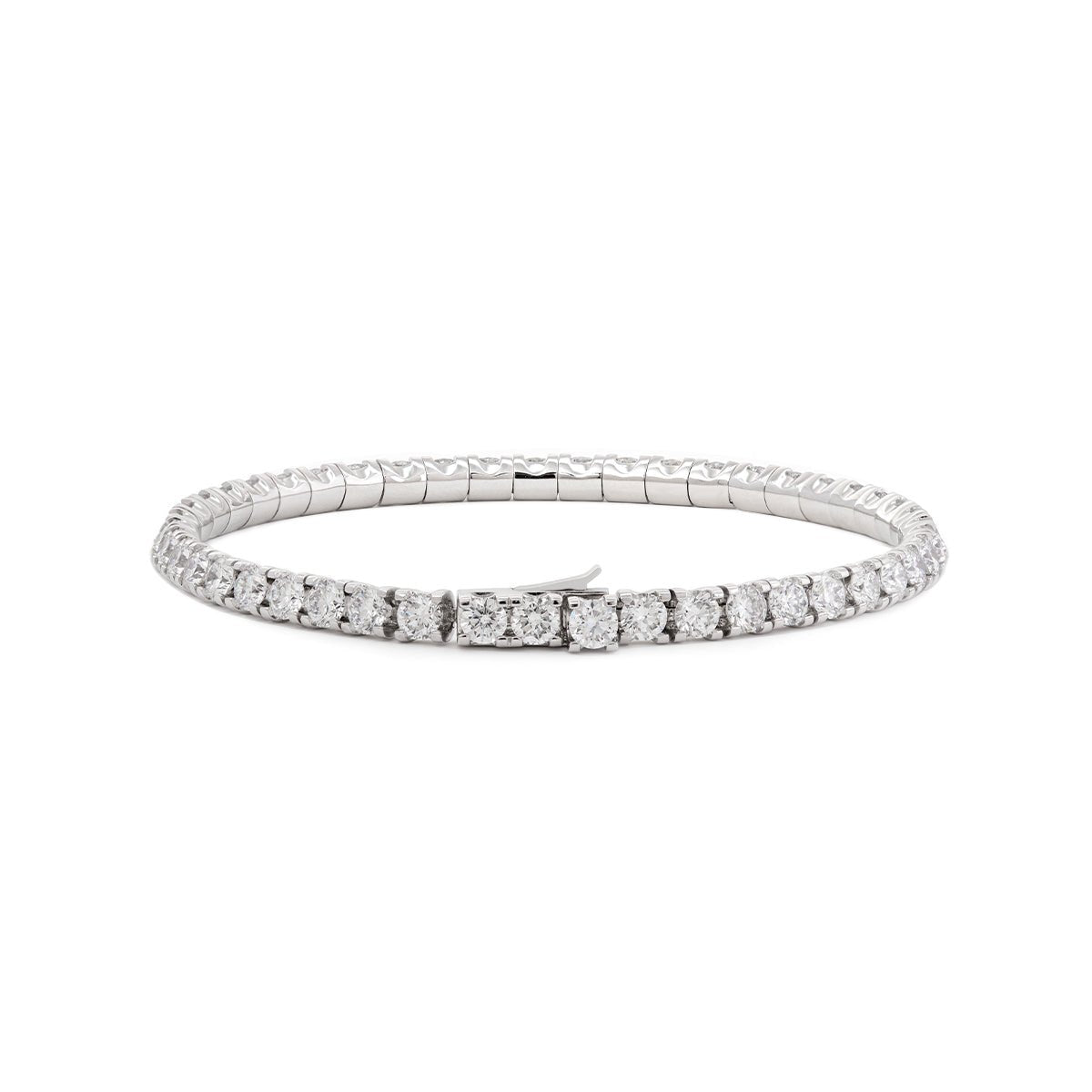 Round Lab Diamond Tennis Bracelet with U - Shaped Pavé Channel - Back Setting - FIORESE JEWELRY